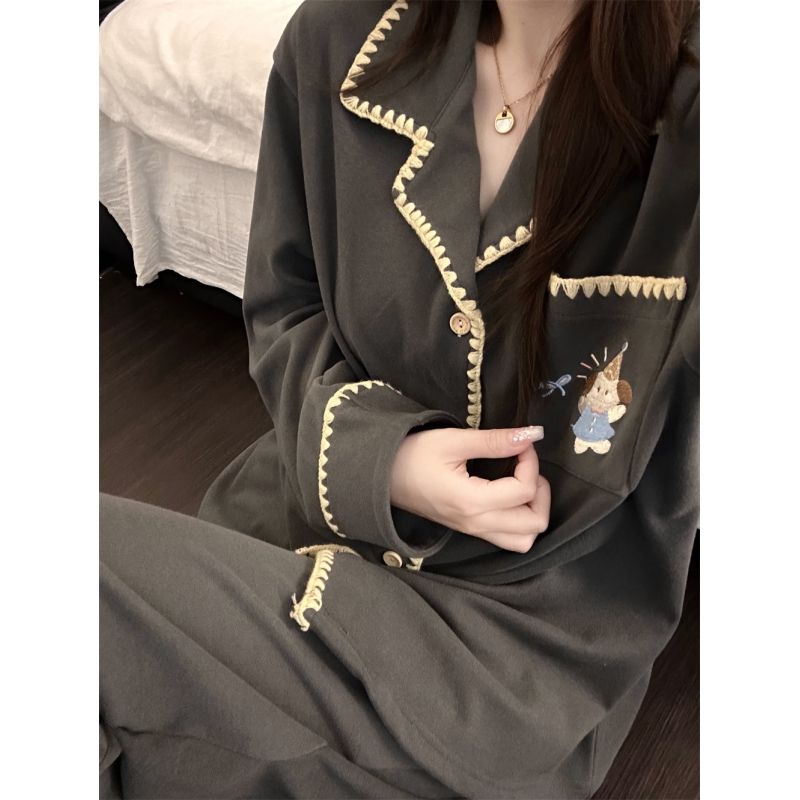 韩版少女卡通德绒长袖睡衣女2025秋冬新款宽松休闲保暖家居服套装