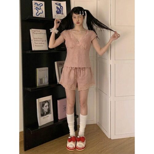 睡衣女夏季短袖可外穿家居服套装