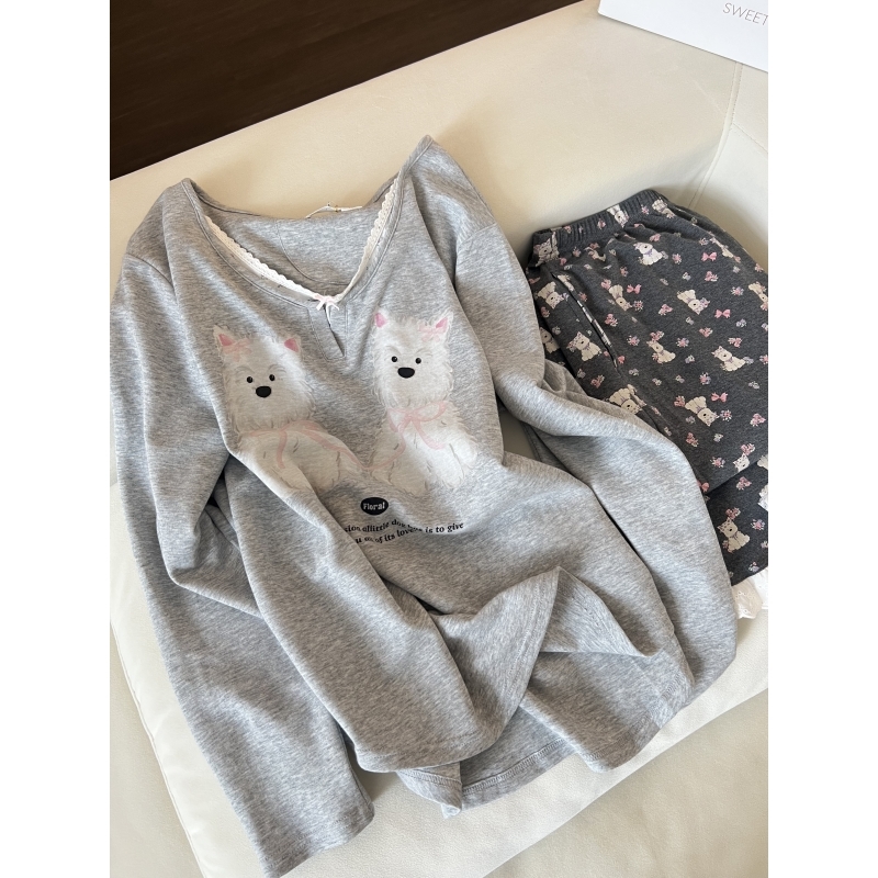 长袖睡衣女春秋季外穿家居服套装