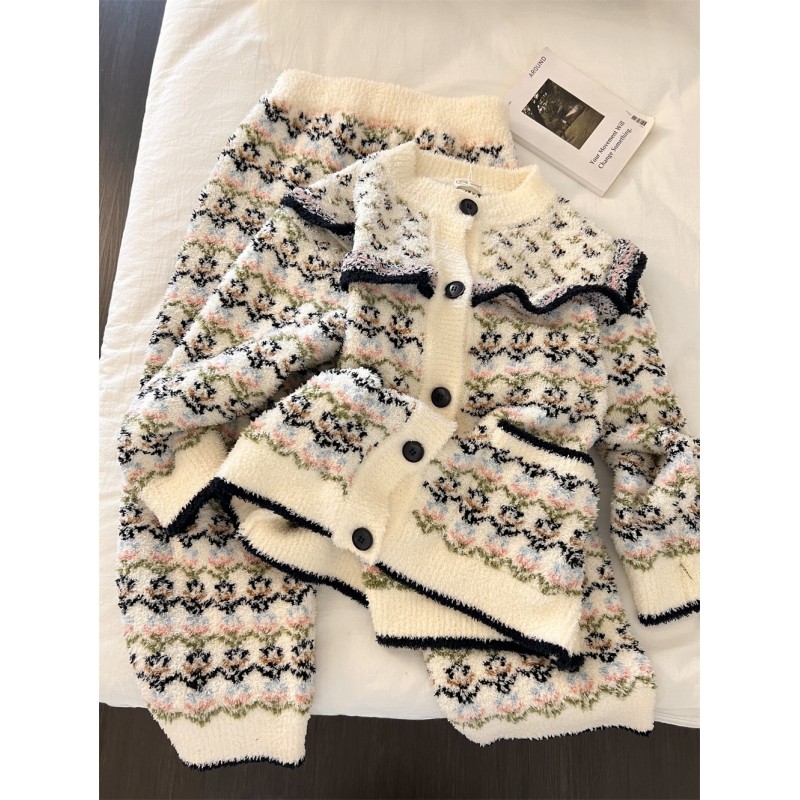 韩系甜美碎花开衫针织半边绒睡衣女款冬季新款加厚保暖家居服套装,女士内衣/男士内衣/家居服,睡衣/家居服套装,淘宝优惠券,粉丝福利购,淘宝优惠卷