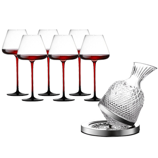 黑红领结勃艮第红酒杯大号家用高脚杯创意水晶玻璃杯红杆葡萄酒杯