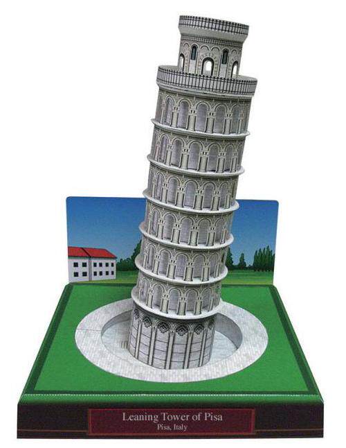 宅漫社纸工坊3D手工世界名建筑景观比萨斜塔DIY纸模型