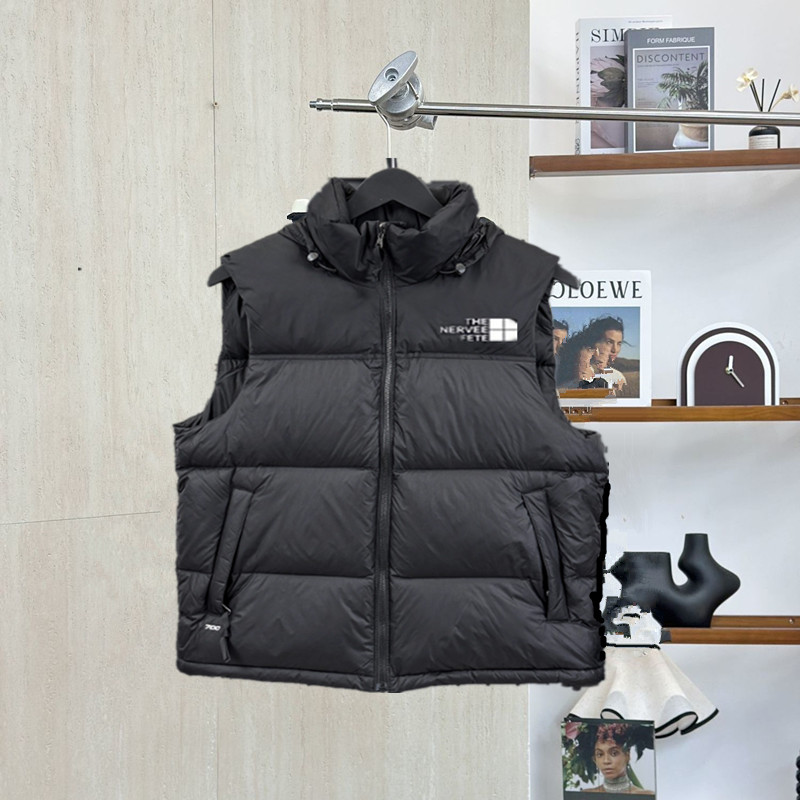 新款连帽黑色保暖羽绒男女马甲
