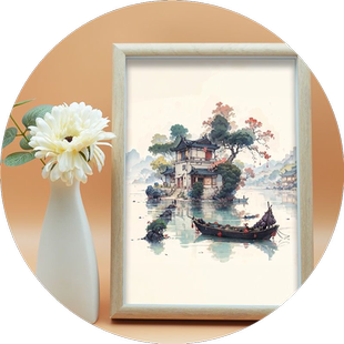 【眯眼看】姓氏趣味相框远看是画近看是字创意桌面摆台姓氏山水画