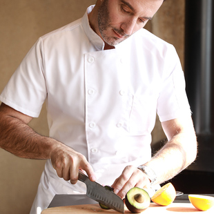 透气高档厨师工作服男长短袖餐饮酒店宾馆后厨食堂厨师服装定制女