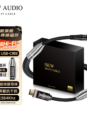SKW 旗舰OTG线纯银type-c转B方口音频线USB数据手机电脑DAC解码线