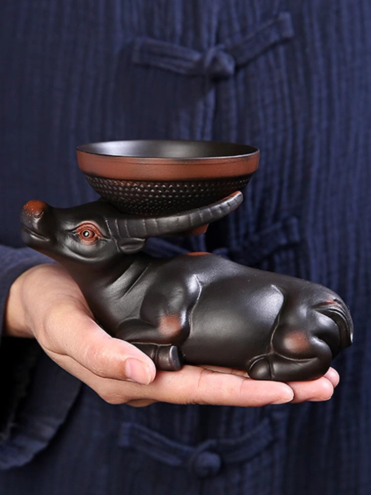 紫陶茶漏功夫茶具茶道配件过滤茶器家用泡茶工具高档轻奢茶盘摆件