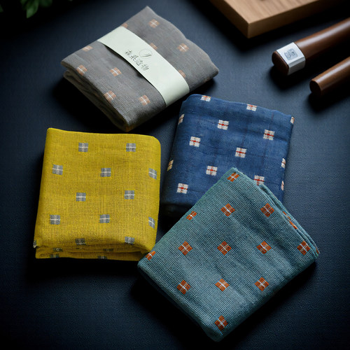 棉麻茶巾迷你方格茶布茶道配件