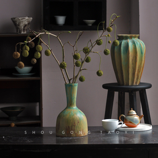 景德镇陶瓷花瓶油画风鲜切花新中式水培花器客厅样板间民宿大号