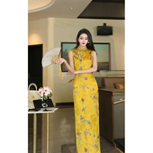 旗袍 显瘦气质温柔优雅无袖 尤克菲儿 原创轻奢人丝提花修身