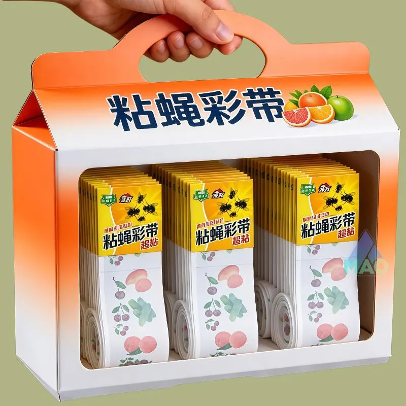 粘蝇彩带苍蝇贴灭蝇引诱粘蝇双面苍蝇彩条挂式驱苍蝇高效夏季室内