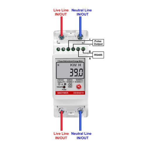 2P导轨式单相kWh电能表多功能显示带RS485Modbus通讯双向计量220V