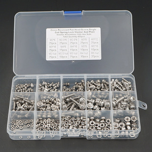 400pcs M2M2.5M3M4M5 不锈钢304十字盘头组合螺丝配螺母组合套装