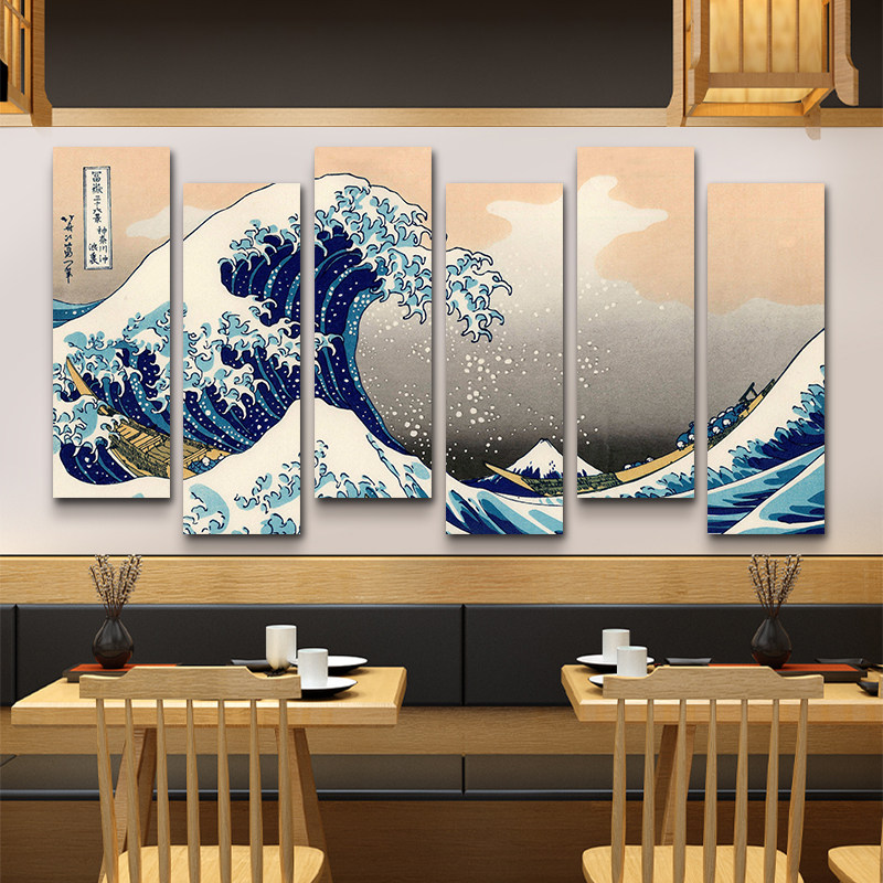 日式神奈川冲浪里装饰画日本浮世绘居酒屋挂画和风日料店客厅壁画