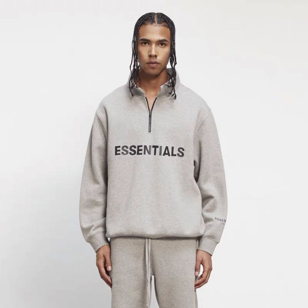 FOG Essentials 20fw 胸前字母印花LOGO 半拉链套头卫衣 加绒外套