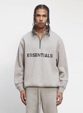 FOG Essentials 20fw 胸前字母印花LOGO 半拉链套头卫衣 加绒外套