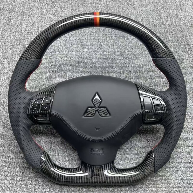 适用于三菱翼神 Lancer 兰瑟 劲炫 欧蓝德碳纤维方向盘原厂升级