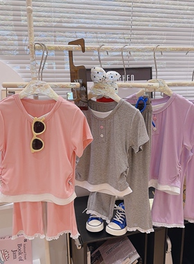 【夏季新款】儿童休闲假两件套装洋气女童韩版韩范修身甜美