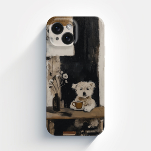 周末时光油画适用iPhone苹果11质感12 16promax菲林手机壳xsmax新款 xr软壳全包艺术 可爱小狗泰迪