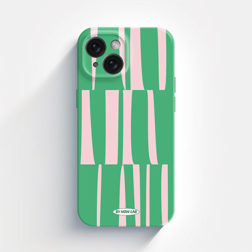 绿粉撞色设计高级条纹网红风适用iPhone16promax手机壳小米15华为P70mate60荣耀200苹果14小众全包nova13菲林