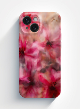 网红款粉红色高级配色朦胧花朵梦幻适用iPhone16手机壳13/12新款苹果15promax菲林硬壳磨砂全包14软壳防摔女