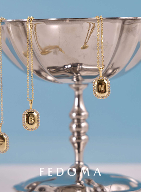 官方授权Fedoma专属定制立体字母雕刻宝石镶嵌吊坠牌高级小众项链