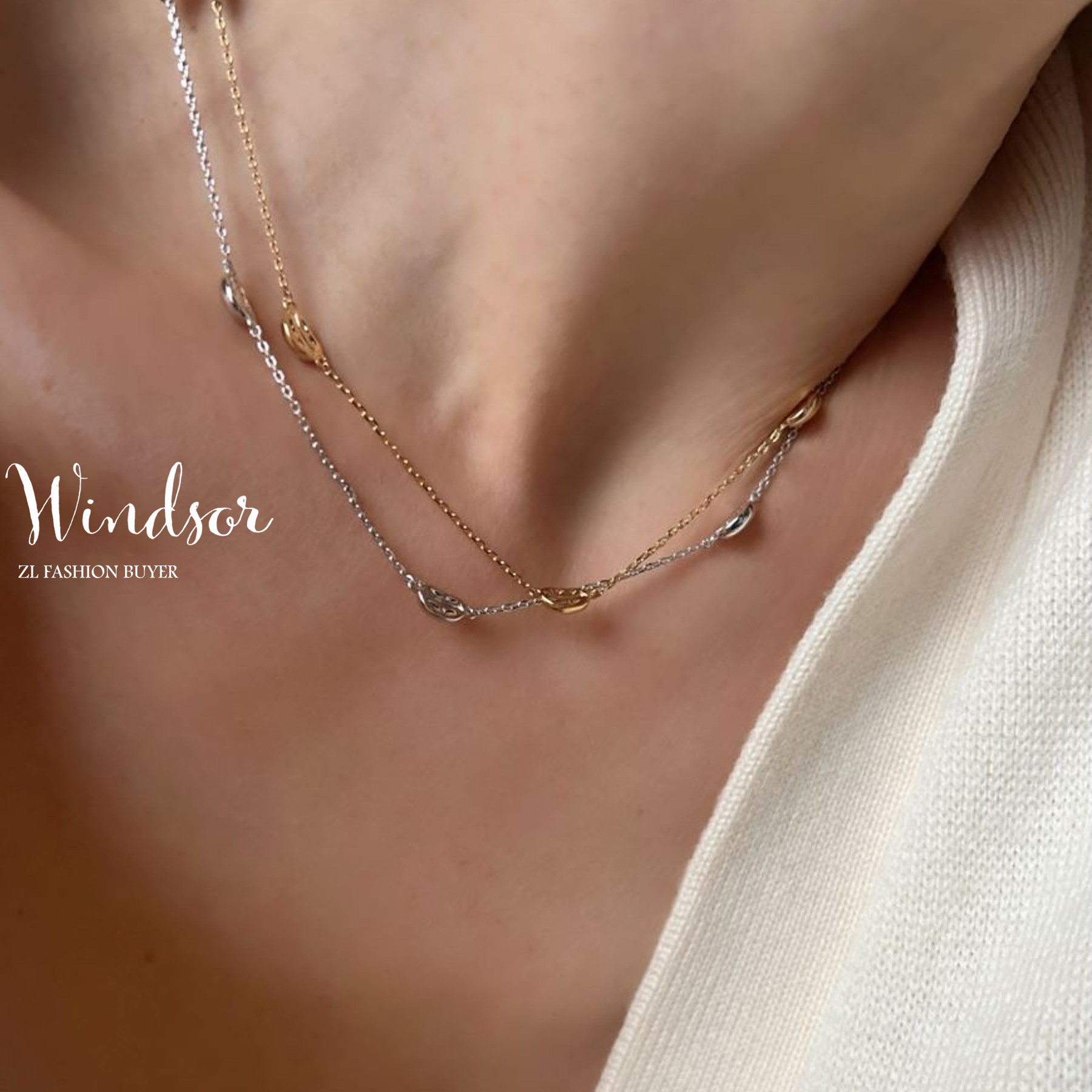 阿Sa同款咖啡豆雕刻纹理锁骨链