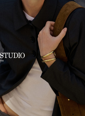 现货Lie Studio曲线U形几何线条极简风高级开口手镯官方授权