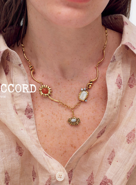 现货26SS新款DACCORD彩色天然石材藤蔓卷曲项链叠戴春夏高级感