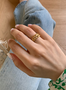 清仓Jane Koenig编织麻花哑光磨砂高级小众镀金戒指丹麦小众品牌