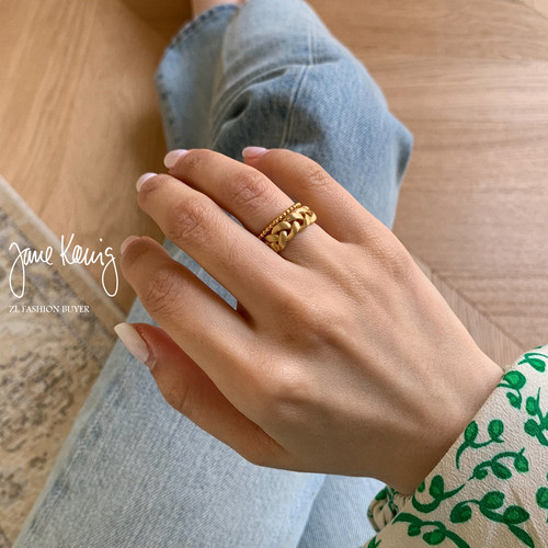 JaneKoenig哑光磨砂编织戒指