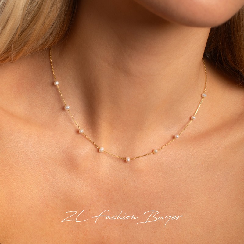 Fedoma天然珍珠串珠锁骨链