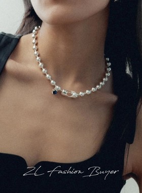 清仓Wolf Circus银色圆球圆珠串珠宝石镶嵌手工项链官方授权