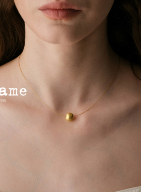 现货Amame磨砂镀金纹理感小金球超细项圈个性简约项链
