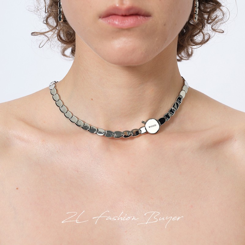 DACCORD椭圆亮片重工蛇骨锁骨链