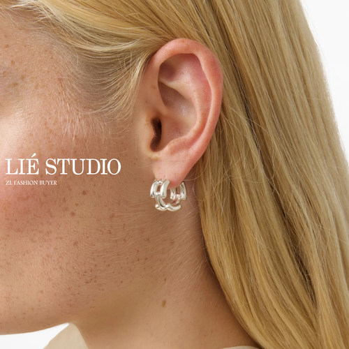 LieStudio纯银几何交错耳环