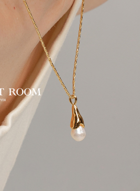 SOFTROOM珍珠白水晶泪滴项链