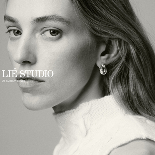 现货Lie Studio圆环扭曲交叉丹麦极简风高级耳环Hoops官方授权