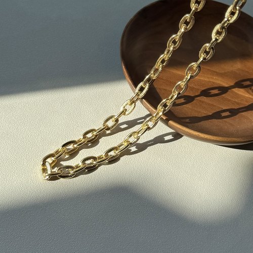 现货美国Aureum椭圆链条拼接立体纹理复古百搭重工项链叠戴高级感