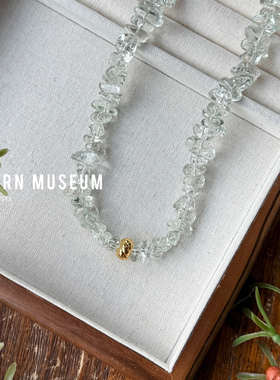 现货Modern Museum浅绿色天然水晶不规则串长款项链叠戴小众高级