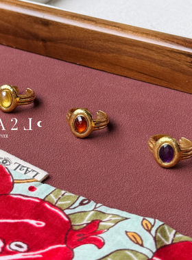 现货LA2L法国椭圆宝石镶嵌纯手工雕刻纹理复古高级戒指POUR TOI