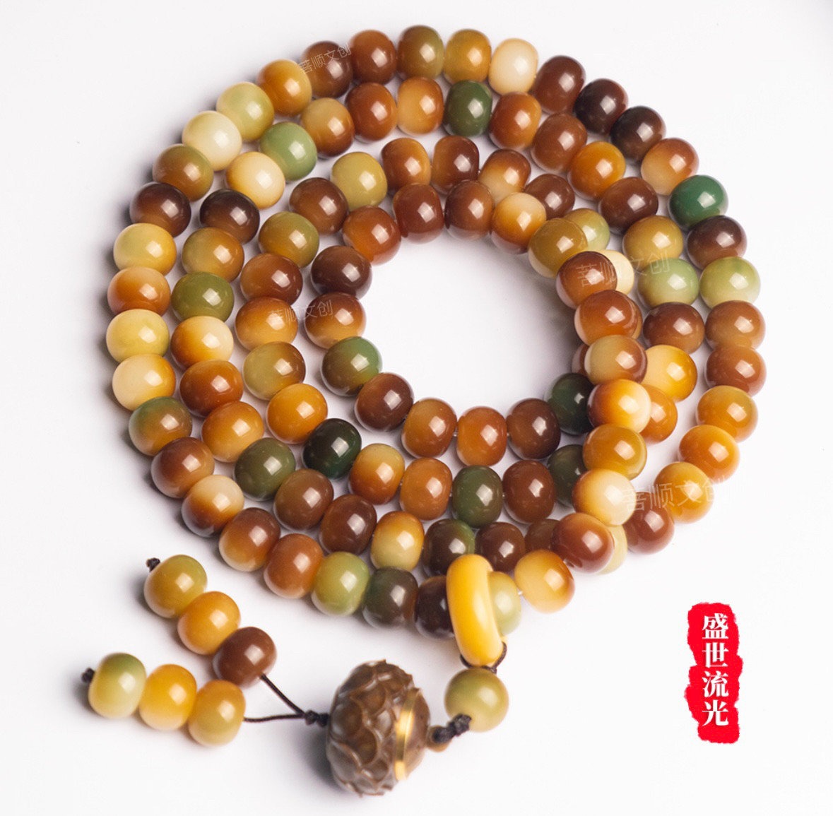 敦煌菩提108 颗菩提子手串文玩莲花香囊男女款多宝菩提佛珠念珠