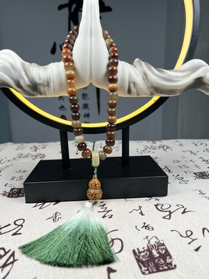 敦煌问天菩提手持手串女生文玩盘玩风化白玉菩提子手链男款念珠