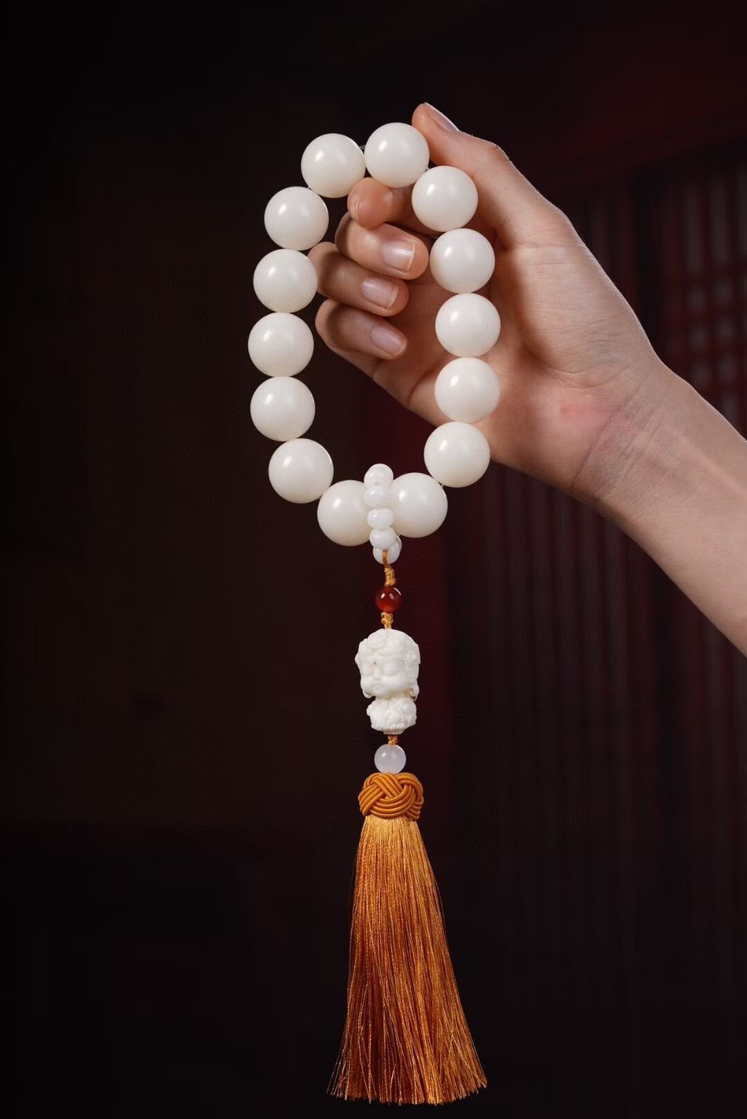 原生态白玉菩提手串20mm大尺寸手持女绕指柔文玩手把件手链念珠