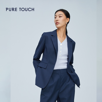pure touch女士西服藏蓝色修身经典通勤时尚西装上衣春季新款外套