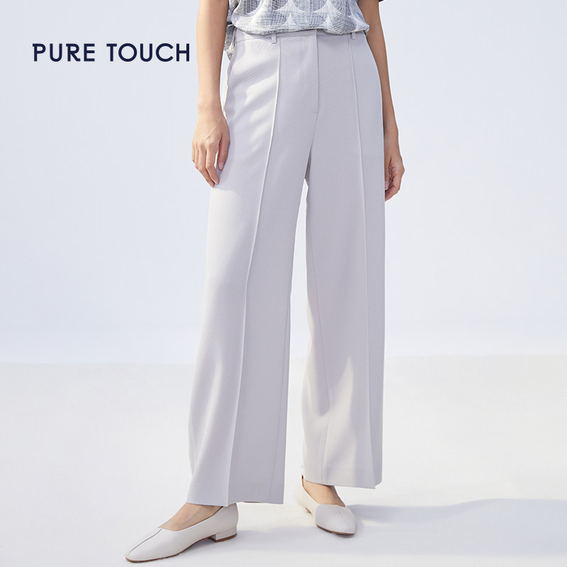 pure touch女士直筒休闲西裤高级浅灰色时尚百搭春夏裤子春季新款
