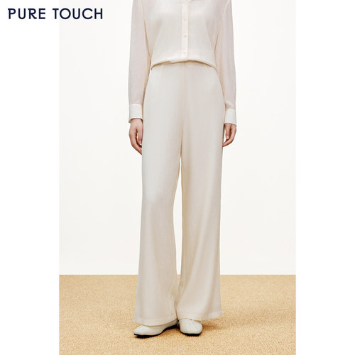 PURE TOUCH 26秋冬新款高腰直筒休闲裤肌理褶皱垂感通勤长裤