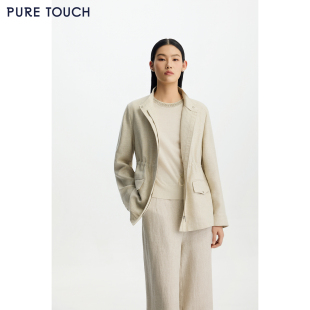 26春夏新款 TOUCH女装 亚麻混纺短外套H型可收腰夹克 PURE 商场同款