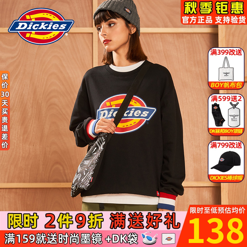 Dickies圆领卫衣抓绒情侣款印花帝客潮牌23新品宽松休闲上衣9587