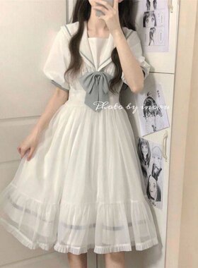女大童白色JK学院风连衣裙